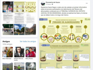 Publicación en la Personería Municipal de Guaca en la página de Facebook